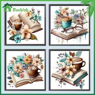 【Doub X ✮】ภาพวาดปักเพชร ทรงกลม ลายหนังสือกาแฟ 5D DIY สําหรับตกแต่งบ้าน ✮