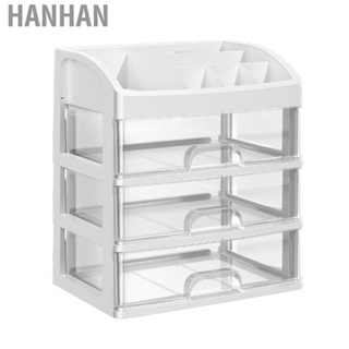 Hanhan Cosmetic Storage Box  White Makeup Desk Organizer Transparent for Bathroom