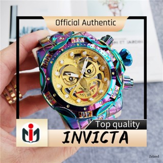 Invicta INVICTA นาฬิกาข้อมือควอตซ์ สายสแตนเลส หน้าปัดขนาดใหญ่ สีสันสดใส สําหรับผู้ชาย 3 เข็ม