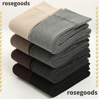 Rosegoods1 กางเกงเลกกิ้งลําลอง ผ้าฝ้าย และผ้ากํามะหยี่ขนนิ่ม ลายทางแนวตั้ง สีพื้น แฟชั่นฤดูหนาว สําหรับผู้หญิง