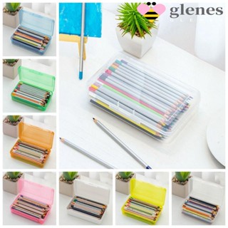 Glenes กล่องดินสอพลาสติกใส เป็นมิตรกับสิ่งแวดล้อม สีแคนดี้ ทนทาน สําหรับโรงเรียน