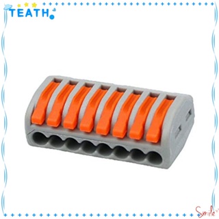 Teath ขั้วต่อสายไฟ PCT-218 8 พอร์ต เชื่อมต่อเร็ว สีส้ม ทนทาน 10 ชิ้น