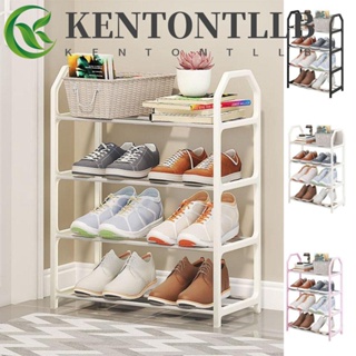 Kentontllb ตู้รองเท้า 4 ชั้น กันฝุ่น สีดํา ชั้นวางรองเท้า ตู้รองเท้า สี่เหลี่ยมคางหมู พลาสติก ประกอบรองเท้า นักเรียน