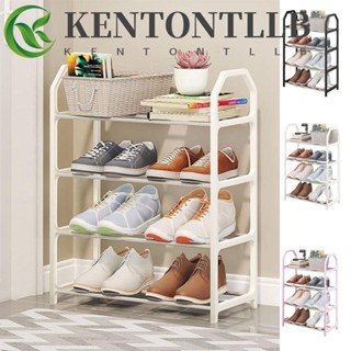 Kentontllb ตู้รองเท้า 4 ชั้น กันฝุ่น สีดํา ชั้นวางรองเท้า ตู้รองเท้า สี่เหลี่ยมคางหมู พลาสติก ประกอบรองเท้า นักเรียน