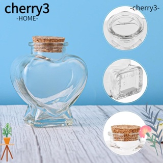 Cherry3 ขวดโหลแก้วเปล่า รูปหัวใจ ขนาดเล็ก น้ําหนักเบา แบบพกพา พร้อมจุกไม้คอร์ก สําหรับตกแต่งงานแต่งงาน งานศิลปะ งานฝีมือ DIY