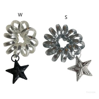 Crazy Star Charm ยางมัดผมหางม้า แบบเกลียว กันน้ํา สําหรับวัยรุ่น ผมหนา