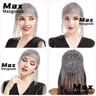 Maxg หมวกเต้นรําหน้าท้อง ประดับลูกปัด แวววาว เครื่องประดับผม มีประสิทธิภาพ สําหรับไนท์คลับ