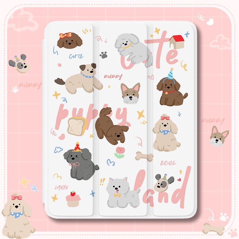 [iPad Air 4] เคสซิลิโคนใส ลายการ์ตูนลูกสุนัข สีเทา พร้อมช่องใส่ปากกา สําหรับ iPad 2021 Pro 11 Air1 2 gen5 6 9.7 iPad Air 3 Pro 2017 10.5 gen9 8 7 10.2 gen 10 2022 10.9