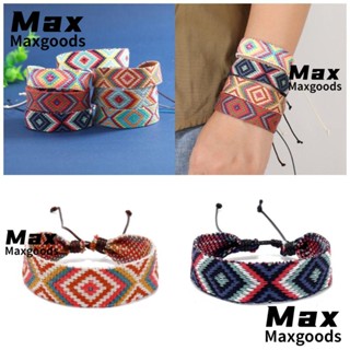 Maxg สร้อยข้อมือ สไตล์โบฮีเมียน ลายเพชร เครื่องประดับข้อมือ สไตล์ชนเผ่า มินิมอล วรรณกรรม สร้อยข้อมือทอมือ สําหรับผู้ชาย