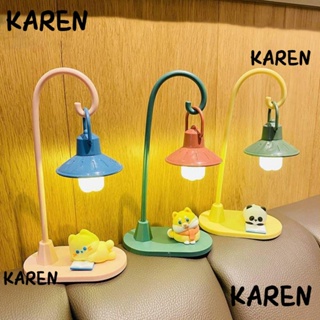 Karen โคมไฟตั้งโต๊ะ Led ลายการ์ตูน ป้องกันดวงตา สไตล์เรโทร สําหรับข้างเตียง