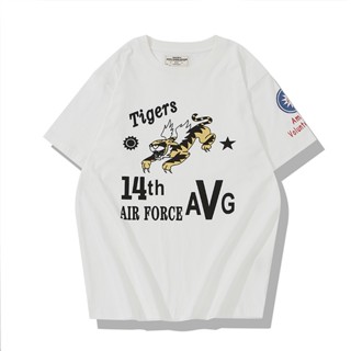 เสื้อยืดลําลอง ผ้าฝ้ายแท้ แขนสั้น คอกลม พิมพ์ลายเสือบิน ผ่าพิภพ 14th Attack Squadron ทรงหลวม เข้ากับทุกการแต่งกาย แฟชั่นฤดูร้อน