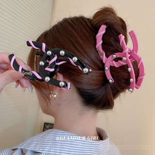 0827YWBY Korean Sweet Leather Winding Barrettes Fashion Updo Back Head Shark Clip Grip Niche Commuting Elegant Hair Accessories WWGI