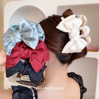 0827YWBY Fabric Bow Winding Barrettes Cute Escape Princess Back Head Updo Shark Clip Grip French Hair Accessories for Women ER0B