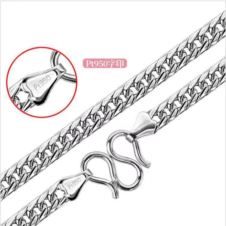 สร้อยคอทองคําขาว Pt950 สร้อยคอแพลทินัมชาย Whip Tank Chain ของขวัญสําหรับแฟน Moissanite
