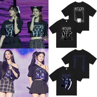 เสื้อยืดแขนสั้นลําลอง คอกลม ผ้าฝ้าย พิมพ์ลาย Kpop Aespa HYPER LINE สําหรับผู้ชาย และผู้หญิง 2023