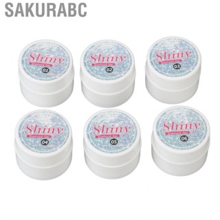 Sakurabc Shiny Glitter Gel  Set 6 Colors Holographic Soak Off UV Kit for Women Girls