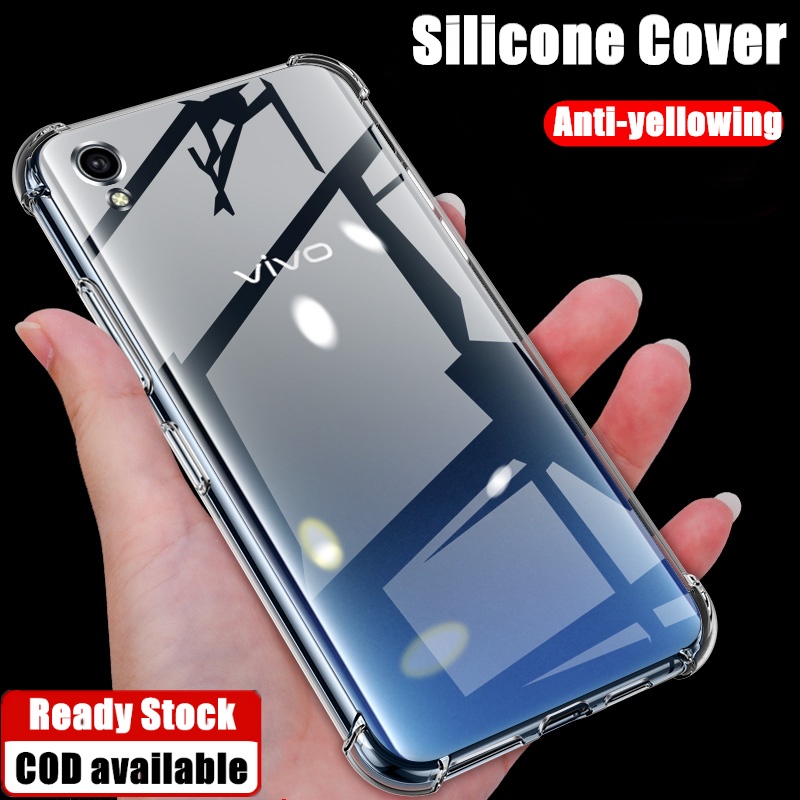Crystal Clearfor Vivo Y1S Vivo 2015 ยางนุ่มเจล Jelly Case โปร่งใสทหารเกรด Anti-Scratch ทนปกหลังผิว
