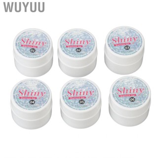 Wuyuu Shiny Glitter Gel  Set 6 Colors Holographic Soak Off UV Kit for Women Girls