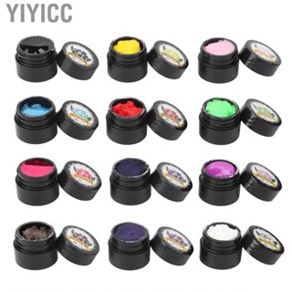 Yiyicc 12 Colors Sculpture Painting Nail Soak Off UV Gel Set Professional DIY Carved for Artist