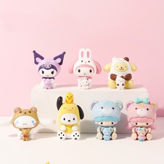 SANRIO ชุดท็อปเปอร์ รูปการ์ตูน Melody Pudding Dog Pacha LittleTwin Stars Hugging Series น่ารัก สําหรับตกแต่งเค้กวันเกิด จํานวน 7 ชิ้น ต่อชุด