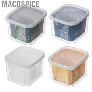 Macospice Kitchen Produce Saver Container  2 Compartments Removable Filtering Water Draining Fridge Storage Multi Purpose for Home Ginger