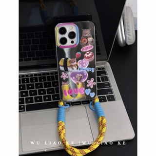 เคสโทรศัพท์มือถือ กันตก ป้องกัน ลายการ์ตูนแมว พร้อมสายคล้อง สําหรับ Apple Iphone 14promax 13 11 14pro 13pro 14