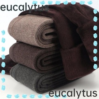 Eucalytus1 กางเกงเลกกิ้งลําลอง ผ้าฟลีซ แบบหนา ลายทางแนวตั้ง ความยืดหยุ่นสูง สีพื้น แฟชั่นฤดูหนาว สําหรับผู้หญิง