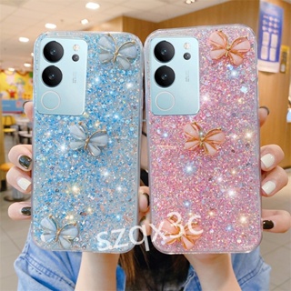 เคสโทรศัพท์มือถือ TPU แบบนิ่ม ลายผีเสื้อ ประดับกลิตเตอร์ หรูหรา สําหรับ VIVO V29 VIVO Y78 Y27 Y36 Y02 Y02A Y02T V29 V27 V27e V25 V25e 4G 5G