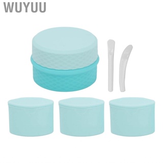 Wuyuu Empty Silicone  Jar Spoons Travel Container Set Portable 82ml Blue Multi Function Refillable for Outdoor