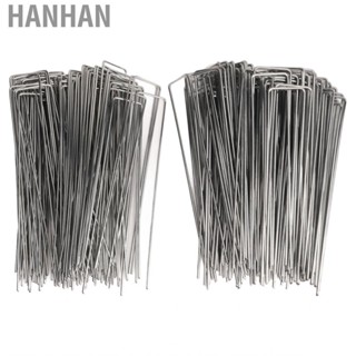 Hanhan 100Pcs U Shaped Garden Stakes Galvanized Steel Landscape Pins for Weed Barrier Sod Fabric Decorations Ground