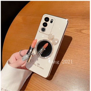 ใหม่ พร้อมส่ง เคสโทรศัพท์มือถือนิ่ม ปิดด้านหลัง ประดับโบว์มุก พร้อมกระจกแต่งหน้า สําหรับ VIVO V29 5G VIVO V29e V29 Pro 5G V29 5G