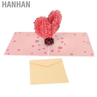 Hanhan Paper Greeting Card  Heart Shaped Sakura Handcraft Repeatable Folding Thick for Mother Day