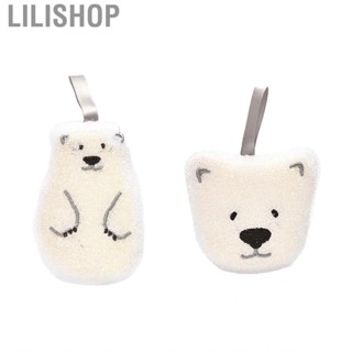 Lilishop 2Pcs Kitchen Dish Scrubber Sponge Double Side  Hanging Type Cartoon Bear Cup Brush Cleaning Cloth