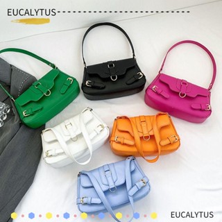 Eutus กระเป๋าสะพายไหล่ หนัง PU ขนาดเล็ก สีพื้น แฟชั่นสําหรับผู้หญิง