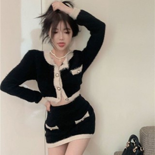 Imitation mink velvet soft waxy knitted small cardigan coat womens autumn 2021 new sweater short long sleeve top