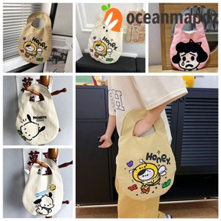 Oceanmapdz กระเป๋าผ้าแคนวาส ลายกราฟฟิติ ผึ้ง ตัวอักษร เข้ากับทุกการแต่งกาย สไตล์ฮาราจูกุ สําหรับเด็กผู้หญิง