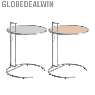 Globedealwin Glass Lift Coffee Table  Round Top C Shaped End for Placing Phone