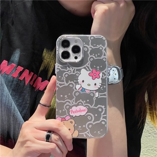 เคสโทรศัพท์มือถือ ซิลิโคน กันกระแทก ลายการ์ตูนแมวคิตตี้ หมีน่ารัก สร้างสรรค์ สําหรับ Iphone 11 12 13 14 15 PRO MAX 13ProMax 12 13pro 11 14pro