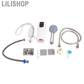 Lilishop Mini Electric Water Heater DN15 Thread 5500W Thermostatic Instantaneous with Shower Head for Home