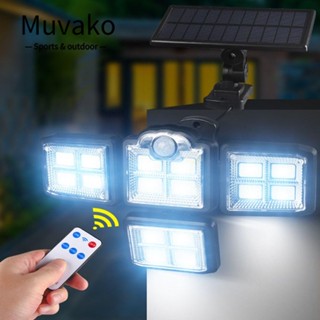 Muvako ไฟเซนเซอร์พลังงานแสงอาทิตย์ 4 หัว 5V 3 โหมด 198 LED COB สําหรับสวนกลางแจ้ง