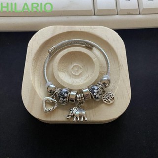 Hilario สร้อยข้อมือลูกปัด รูปช้างหัวใจ สีชมพู ม้าน้ํา ปรับได้ DIY