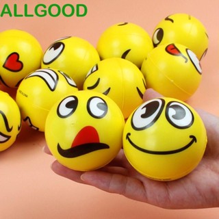 Allgoods ลูกบอลบีบหน้ายิ้ม ยืดหยุ่น ลูกบอลฟองน้ํา หนัง PU สําหรับนวดร่างกาย