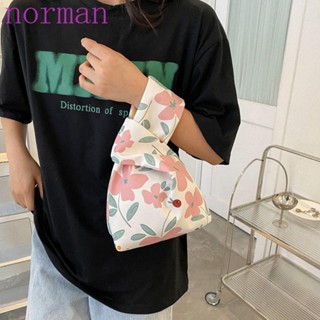Norman กระเป๋าไนล่อน ลายดอกไม้ ใบไม้ หรูหรา หูหิ้ว สําหรับผู้หญิง