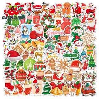 Nicesi สติกเกอร์ ลาย Merry Christmas กันน้ํา ซ้ําได้ สําหรับติดตกแต่งบ้าน 100 ชิ้น