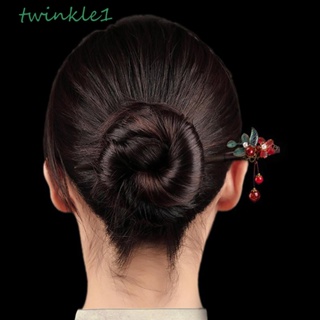 Twinkle1 กิ๊บติดผมไม้ ประดับพู่หยกเทียม คริสตัล สไตล์โบราณ