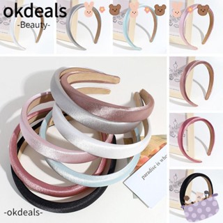 Okdeals ที่คาดผม ผ้าซาติน แข็ง ผู้หญิง เครื่องประดับผม สําหรับล้างหน้า โยคะ กันลื่น ที่คาดผม