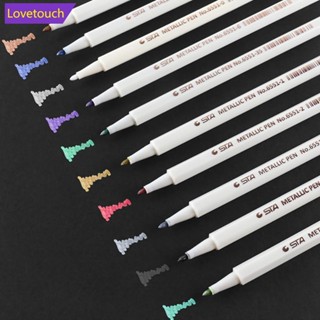 Lovetouch ปากกามาร์กเกอร์ แปรงโลหะ สีเมทัลลิก สําหรับวาดภาพตัวอักษร เขียนพู่กัน DIY 1 ชิ้น N9R8