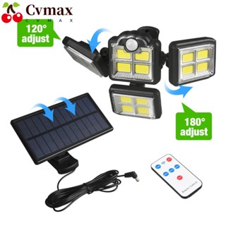 Cvmax โคมไฟ COB เซนเซอร์ตรวจจับการเคลื่อนไหว 4 หัว พลังงานแสงอาทิตย์ 3 โหมด 5V 198 LED สําหรับสวนกลางแจ้ง