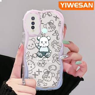 เคสโทรศัพท์มือถือ ซิลิโคนใส กันกระแทก ลายการ์ตูนหมี สีครีม สําหรับ VIVO Y19 Y5s