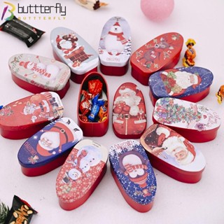 Buttterfly กล่องขนม ลายซานตาคลอส สโนว์แมน คริสต์มาส พร้อมฝาปิด ทนทาน 2 ชิ้น